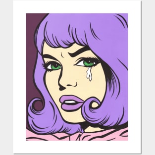 Purple Bangs Crying Comic Girl Posters and Art